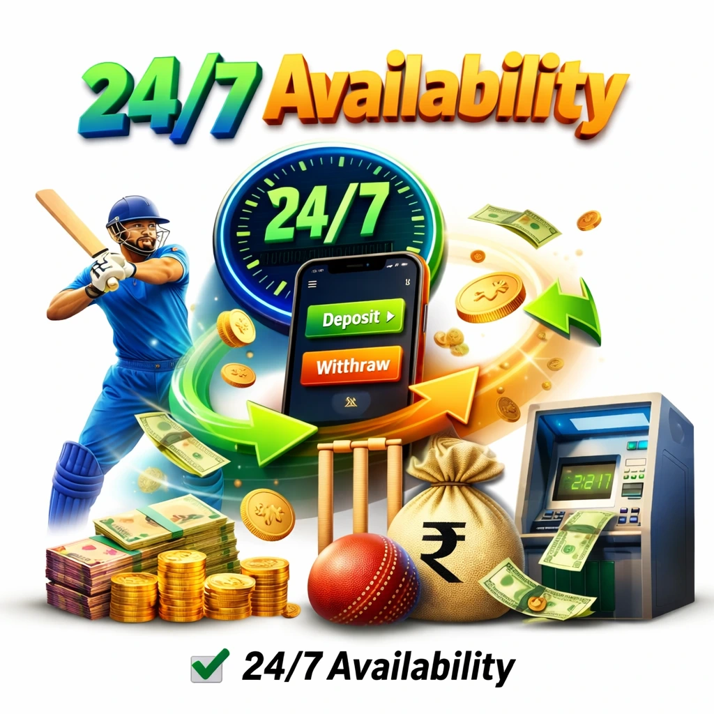 24/7 availability online cricket ID instant deposit withdrawal