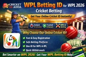 WPL Betting ID 2026 banner with Cricket ID Adda logo and instant online cricket ID
