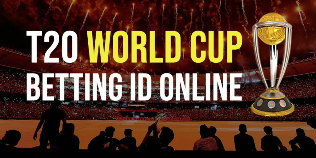 T20 World Cup 2026 Betting ID banner by Cricket ID Adda with live cricket betting and verified ID card